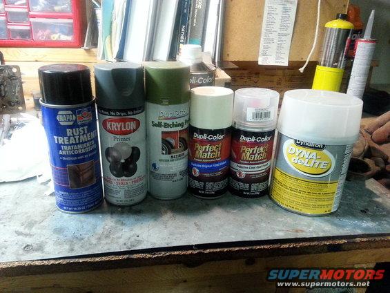 20131118_1927111.jpg here are some of the products I used to fix the tailgate. Was able to get the oxford white duplicolor paint from a couple of different parts places.