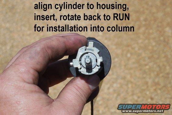 collar13.jpg Insert the cylinder back into the housing, aligning the cams at the inner end, then rotate the cylinder back to RUN so it can be reinstalled in the column.  Push the catch pin up, insert the assembly, then turn the key to OFF to force the catch pin down.  Check all functions.

If it still doesn't work right, you wasted a few minutes & a few cents worth of superglue & brake cleaner.  Buy a new one & have a locksmith cut the doors onto the new ignition key, or buy a kit cylinder & build it to fit your original key.

New [url=https://www.amazon.com/dp/B008AEKLTI/]lock cylinder set[/url] ~$70~100 (3): with black keys (2), black ignition cylinder, stainless door cylinders (2)

Ford (1L3Z-11582-A) improved lock cylinder kit [url=https://www.amazon.com/dp/B000IYIUGO]MotorCraft SW-6383[/url] ~$60 (not the A/C clutch pressure switch with the same number)
[url=https://www.supermotors.net/registry/media/461275][img]https://www.supermotors.net/getfile/461275/thumbnail/iglockcyl99.jpg[/img][/url] . [url=https://www.supermotors.net/registry/media/1172280][img]https://www.supermotors.net/getfile/1172280/thumbnail/fordis.jpg[/img][/url]

StratTec is the OEM for the Ford kit, and its number is [url=https://www.amazon.com/dp/B01940DYZO/]707624[/url] for about half the price. The blank key is [url=https://www.amazon.com/dp/B005YNO7KW]597638[/url] for ~$2.50~6 each.

See also:
[url=https://www.supermotors.net/registry/media/954784][img]https://www.supermotors.net/getfile/954784/thumbnail/lockidtsb960715.jpg[/img][/url] . [url=https://www.supermotors.net/registry/media/283193][img]https://www.supermotors.net/getfile/283193/thumbnail/lockcyl10cut.jpg[/img][/url]