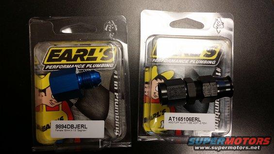 20141029_115036.jpg Fittings are here! On the left we have a 16x1.5 Saginaw style fitting to -6AN fitting. On the right we have a -6AN to 3/8 tube. Hopefully, weather permitting I will have the front fuel line on the vehicle tonight.