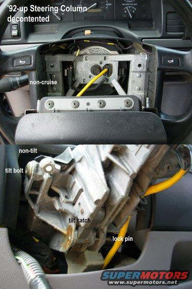 columndecontented.jpg '92-up Decontented Steering Columns are the same as fully-optioned columns, but with functional parts left out.  Converting them is possible by simply swapping parts, but it's more practical to swap a complete column.

See also:

[url=https://www.supermotors.net/registry/media/217654][img]https://www.supermotors.net/getfile/217654/thumbnail/column92.jpg[/img][/url] . [url=https://www.supermotors.net/registry/media/901660][img]https://www.supermotors.net/getfile/901660/thumbnail/slidingcontact.jpg[/img][/url]