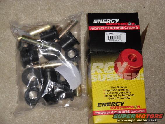 energy4.2140g.jpg This [url=https://www.amazon.com/dp/B000CN98SA]black Energy Polyurethane kit (4.2140G)[/url] contains the bushings for shackles that originally had molded-in bushings.  There's a slightly different kit for sleeved shackles.

See this & the NEXT several pics:

[url=https://www.supermotors.net/registry/media/1062049][img]https://www.supermotors.net/getfile/1062049/thumbnail/springeyef1.jpg[/img][/url]