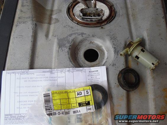 gastankgrmt.jpg 5.8L Fuel Tank Vent Grommet

The original had softened & collapsed when the truck sat for 6 years, and it was starting to crack radially.  So I got this new one, and I'm ordering some spares.  There are 2 PNs for this grommet, depending how it gets looked up.  This PN ([url=https://www.amazon.com/dp/B01FL48C3Q]E8UZ-9B076-A[/url]) is what comes up as the interchange for the original engineering number molded into the grommet ([url=https://www.amazon.com/dp/B01FL48C3Q]E8UA-9B076-AA[/url]), and the new grommet has the same mold number, so it's probably a revised rubber material.  We found a different number when looking it up by application, and I don't know if that one is correct yet. This larger blue vapor valve ([url=https://www.amazon.com/dp/B000O0P93O]E8UZ-9B593-A[/url]) is for 5.8L & 7.5L trucks.


The grommet for 4.9L & 5.0L ([url=https://www.amazon.com/dp/B000O023KG]F6TZ-9B076-AA[/url]) fits the same hole, but uses a [url=https://www.amazon.com/dp/B008D33ZF8]smaller single-port valve (E7DZ-9B593-A)[/url], so the rubber is thicker.

[url=http://www.supermotors.net/registry/media/767956][img]http://www.supermotors.net/getfile/767956/thumbnail/vaporvalves.jpg[/img][/url]