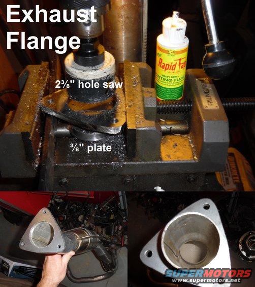 exflange1.jpg I hate U-clamps, so I'm building flanges to bolt the muffler on, like a '96 Bronco's.  I'll use the one currently under my '83 to set this flange's position & rotation before welding.  If I can't find another original '96 muffler for this truck, I'll build one from a Walker stainless muffler, a locally-bent stainless tailpipe, and I'll make a stainless flange.

This flange fits the pipe so well that I can position & rotate it by hand, but it stays where I put it.

[url=https://www.supermotors.net/registry/media/1075926][img]https://www.supermotors.net/getfile/1075926/thumbnail/08muffler39a.jpg[/img][/url] . [url=https://www.supermotors.net/registry/media/933303][img]https://www.supermotors.net/getfile/933303/thumbnail/exhaustefi.jpg[/img][/url] . [url=https://www.supermotors.net/registry/media/933373][img]https://www.supermotors.net/getfile/933373/thumbnail/mufflg96.gif[/img][/url] . [url=https://www.supermotors.net/registry/media/933441][img]https://www.supermotors.net/getfile/933441/thumbnail/mufflg96.jpg[/img][/url]