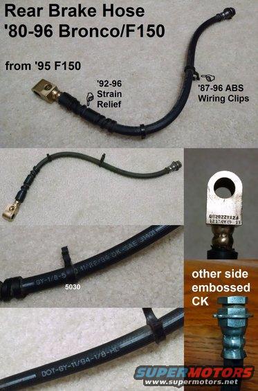 brkhoseb.jpg '92-96 Rear Brake Hose fits '80-96 1/2-ton
IF THE IMAGE IS TOO SMALL, click it.

I found this in a JY, and since I can't find a new US-made hose for the '93EB I'm building, I've cleaned this one inside & out, and clearcoated the metal.

[url=https://www.supermotors.net/registry/media/932349][img]https://www.supermotors.net/getfile/932349/thumbnail/hoseclipr.jpg[/img][/url] . [url=https://www.supermotors.net/registry/media/470355_1][img]https://www.supermotors.net/getfile/470355/thumbnail/axleventhose.jpg[/img][/url]