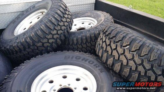 20160817_191510.jpg 315/75R16 Maxxis Bighorns. I LOVE these tires. Had a set on the Suburban and they were terrific. Mounted on a set of Ford Alcoas that I have had for a while.