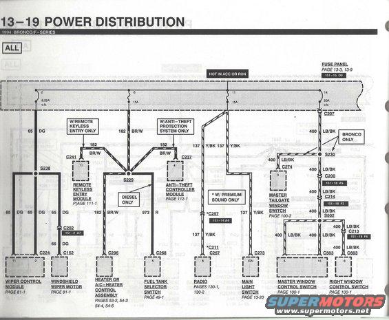 94-bronco-evtm--pg.-1319-power-distribution-19.jpg Power Distribution 19 - CB 2, Fuse 6, Fuse 11, CB 14