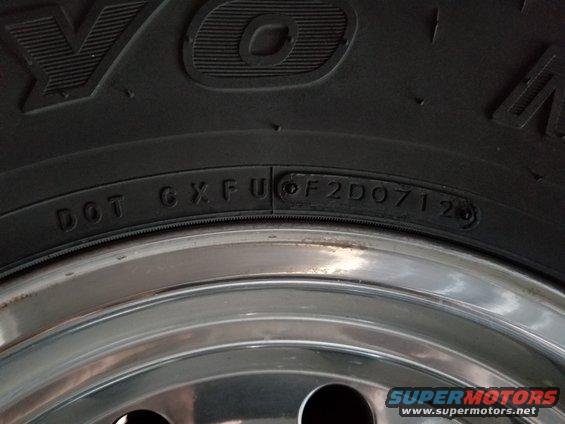 20181009_182852.jpg The last 4 digits of the DOT number indicate these tires were made the 07th week of 2012 (~6.7 years ago)

For pics of the repairs to the truck, go to [url=https://www.supermotors.net/registry/28678/87890-2]this album[/url].