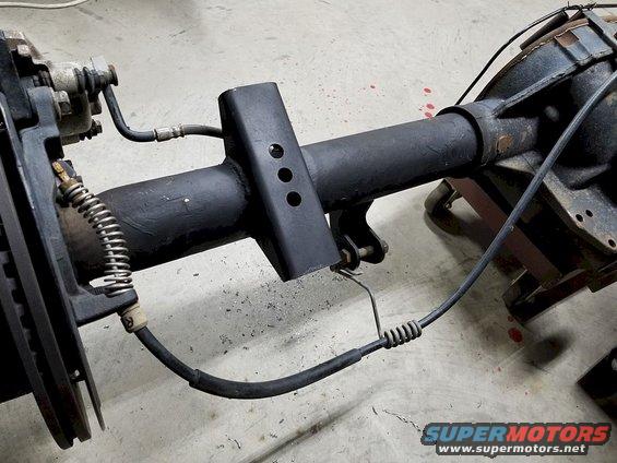 20190129_174636.jpg I drilled the new shock mount for the original e-brake cable guide\\'s bolt, and the brake line guide\\'s bolt, so everything is routed & retained just like it should be.