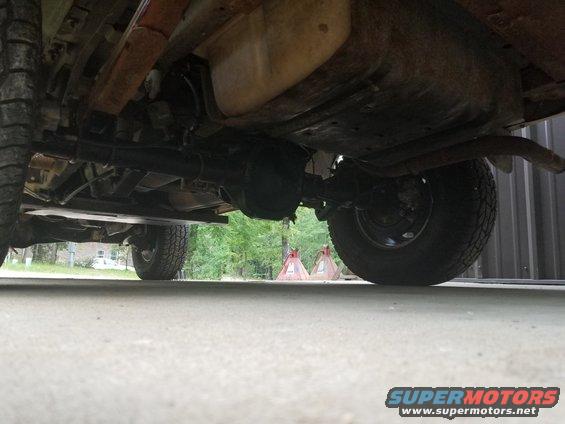 20190529_191142.jpg The leaf spring & sway bar U-bolts were the last things to go on.  The driveshaft angle looks good, but I haven't measured it yet.  I reverse-bled the brakes 2x, and I might do it again after the first drive.  The last thing to do is figure out the e-brake situation...

The van hose (F2UZ-2282-A) fit the Bronco frame & brake line, and the Bronco sway bar fit the van axle.