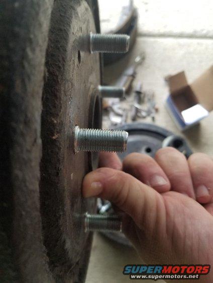 20190714_104011.jpg It looks like they'll work - the shoulder is only about 1/16&quot; too long, which should fit in the recess of any wheel (including the current ones).  The new front studs stick out about the same.

IF THE IMAGE IS TOO SMALL, click it. 