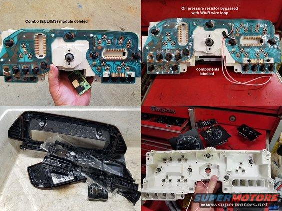 instcluster.jpg After soldering a loop of wire across the oil pressure resistor (so the old-style sender will work), I disassembled & cleaned the cluster and all the other parts I had removed before reinstalling them.
IF THE IMAGE IS TOO SMALL, click it.

[url=https://www.supermotors.net/registry/media/894802][img]https://www.supermotors.net/getfile/894802/thumbnail/cluster8791.jpg[/img][/url]