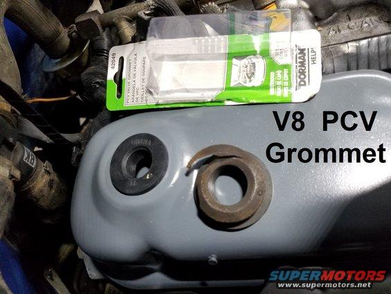 grommet.jpg The PCV grommet tore when I removed it before sandblasting & painting the valve cover, so I had to go grab a new one locally ($10).