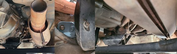 engmtneut.jpg The engine mounts had shifted, allowing the catalytic converter to rest on the crossmember, but they're neutralized & tight now.
IF THE IMAGE IS TOO SMALL, click it.

$0