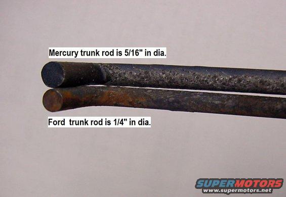 trunk-dia.jpg Showing the difference between the Ford Trunk bars and the Mercury ones.  The Mercury is heavier and larger diameter bar.  I thought that the '69 Ford Galaxie would probably work, so ordered them from CTC AutoRanch in Texas.  So now I have a spare weaker set.