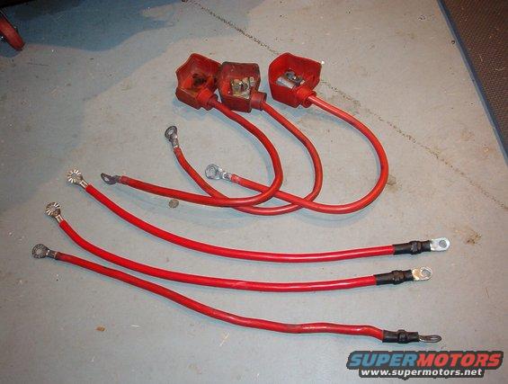 batterycables.jpg OE Land Rover battery cables are very high quality & a perfect fit for '80-91 F-series & Broncos.  Their clamps are nickel-plated brass/copper, so they don't stretch & deform like common lead terminals.