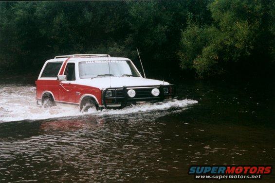 macalister-river-crossing-2.jpg Just a good pic going through one fo the many rivers inthe Victorian High Country.
Normal height of river.

Last time we went through it was in flood. I had 36" swampers and a 3" body lift, the water came about 3/4 of the way up the headlights. And we were going with the flow of the water!!!
Awsome fun, no pics beacuse it was at night.