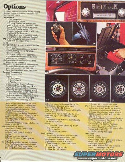 5.jpg A very handy list of probably all the options you could get on the 1980 bronco. Notice the option for the factory 8-track player.