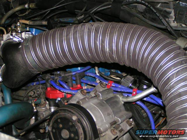 bronco-pics-038.jpg intake tube I placed the Mass-Air and filter to the side of the Radiator for the Trip back down, if you look at my other pics you can see where the intake was