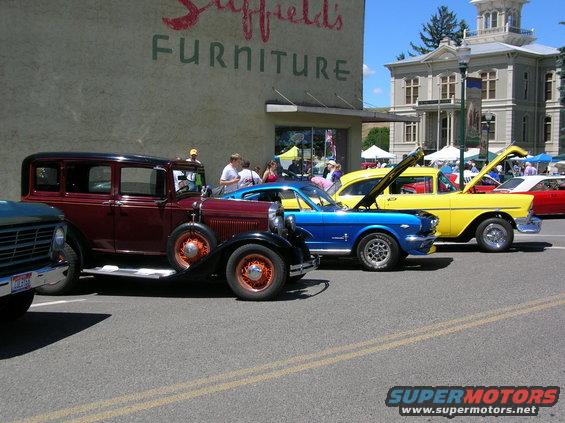 dscn0226.jpg Dayton, WA car show with Brother in Law-56 Chev and Father in Law-31 Ford