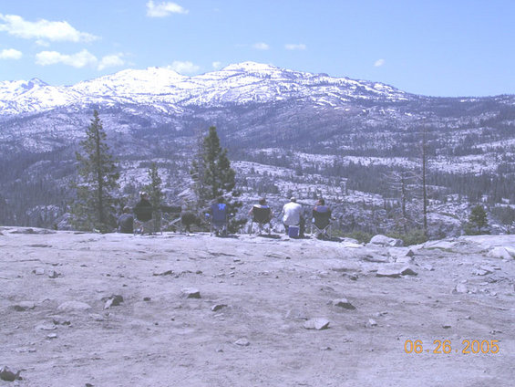 caddylunch.jpg having lunch on Top of Cadillac Hill.