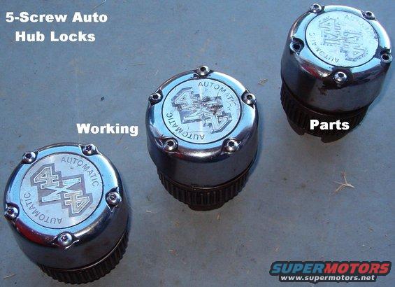 hubautolocks5scr.jpg SOLD Auto Hub Locks 5-screw

They need to be cleaned & lubed, but they're working & complete EXCEPT for the &quot;seal bridges&quot;.  Look at this diagram to see them.  They can be fabricated in a few minutes with tin snips & pliers.

[url=http://www.supermotors.net/registry/media/895156][img]http://www.supermotors.net/getfile/895156/thumbnail/hublock5scrx.jpg[/img][/url] . [url=http://www.supermotors.net/registry/media/170464][img]http://www.supermotors.net/getfile/170464/thumbnail/autolock5screw.jpg[/img][/url] . [url=http://www.supermotors.net/registry/media/757655][img]http://www.supermotors.net/getfile/757655/thumbnail/autolock8593.jpg[/img][/url] . [url=http://www.supermotors.net/registry/media/479613][img]http://www.supermotors.net/getfile/479613/thumbnail/autolock5parts.jpg[/img][/url] . [url=http://www.supermotors.net/registry/media/470241][img]http://www.supermotors.net/getfile/470241/thumbnail/autohublocksop.jpg[/img][/url] . [url=http://www.supermotors.net/registry/media/470473][img]http://www.supermotors.net/getfile/470473/thumbnail/tsb970628motoringtorque.jpg[/img][/url]