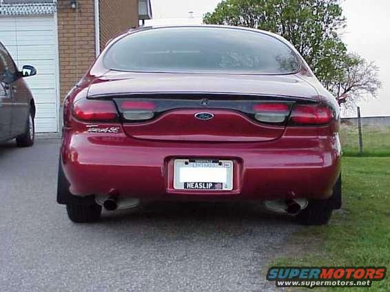 rearview2.jpg Tips coming out from center of muffler like an SHO.  Could use side-in/side-out muffler to have tip exit closer to factory notch in bumper cover.