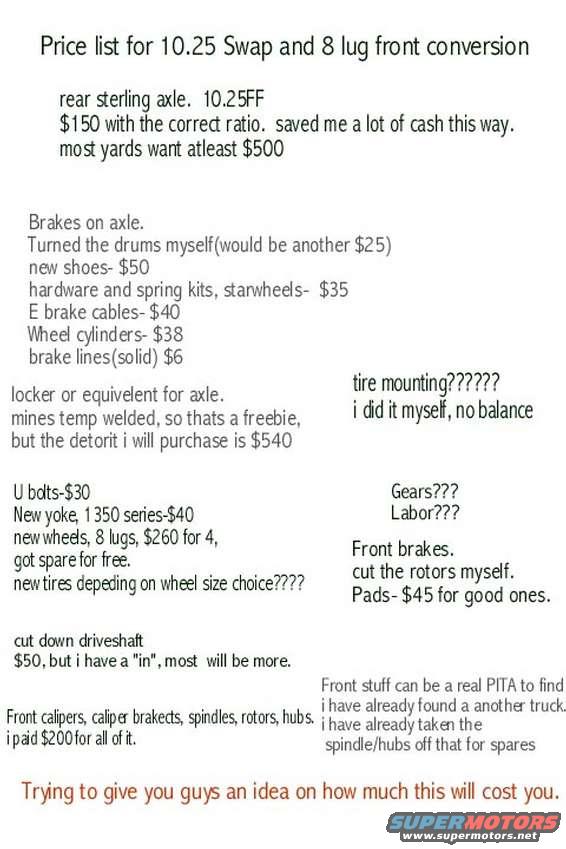 pricelist.jpg price list for swap.

-------NOTE--------
The front swap is for a 78/79 soild axle dana 44, this wont work for the TTB dana 44(80-96)