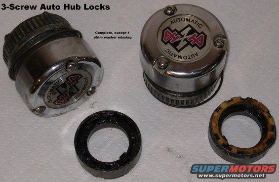 autohublocks3screw.jpg 3-Screw Auto Hub Locks complete with 2 each of parts 13-20 in the diagram below except 6 parts 15 & one part 19

[url=http://www.supermotors.net/registry/media/277564_1][img]http://www.supermotors.net/getfile/277564/thumbnail/hublockauto95up.jpg[/img][/url]

For more info, read the captions in this album:
http://www.supermotors.net/registry/2742/12739-4