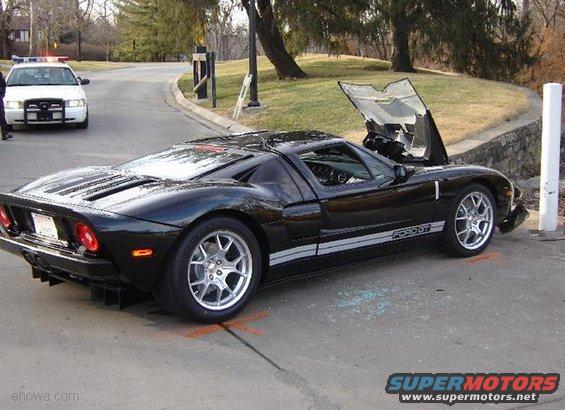 fordgt500crash7.jpg The Ford GT began as a concept car designed in anticipation of Ford's centennial year and as part of its drive to showcase and revive its "heritage" names such as Mustang and Thunderbird. One man located in Kansas City waited 2 years for this $200,000 car. He had this car only two days and had only put 9 miles on it when he decided to try out how fast it would go -- and decided to punch the gas pedal. When he did, he lost traction at the rear wheels on a bridge next to seventeenth hole at Mission Hills Country Club.