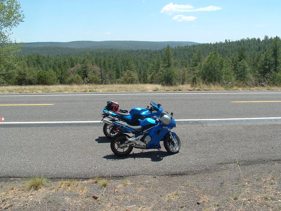 dscf0048.jpg The bikes posing for a shot on Highway 260.