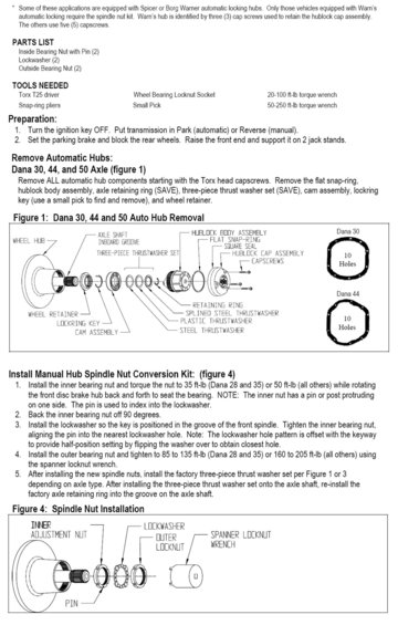 spindle-nut-conversion.jpg If your original lockouts had 3 retaining screws, you will need the "conversion kit" which consists of replacement spindle nuts, washers, and locknuts.  These instructions are from Warn, but they would be the same where ever you get the "kit" from.  It is cheaper to simply by replacement spindle nuts from someplace like broncograveyard.com as apposed to purchasing a "kit" from Warn or one of the other manufacturers