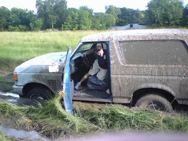 stuck.jpg Umm, I got it stuck and my friend didn't want to get his new shoes muddy.