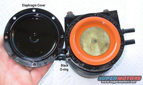 d02top.jpg Dual Function Reservoir Cover 

Remove the 8 screws from the diaphragm cover & lift it off carefully. Do not distort the orange diaphragm or the tiny black O-ring. 