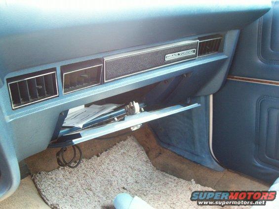 glovebox.jpg The glovebox door is damaged, rivets came out, latch still works but it won't hold it in.  I took the door off and will be looking for another that doesn't have stripped holes for the hinges.  No owner's manual, I'll use my '75 one for now.