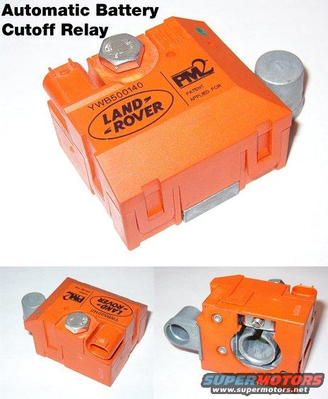 battcutofflr.jpg Automatic Battery Cutoff Relay

Provides a discrete ground for memory circuits while disconnecting the main power ground at the battery when the ignition is off.  Factory transport disconnect for late-model Land Rover Range Rover Sport & LR3, removed at the dealership.