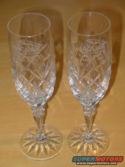 champ85xj87.jpg Champagne flutes 8.5&quot; tall commemorating the 1987 launch of the Jaguar XJ40.