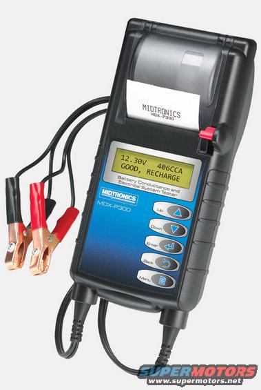 mdxp300.jpg Midtronics high-frequency testers (with the LCD screen & 5 buttons down the right side) are the industry standard for battery testers, and most dealerships (of most makes) are required to use them for [url=http://www.motorcraft.com/servlet/BlobServer/terms-and-condition.pdf]warranty[/url] returns.  I have this model with the built-in printer, but no alternator diagnostics.

https://www.midtronics.com/testers/mdx-p300/

Load testing is not recommended or accepted by Ford.

[url=https://www.supermotors.net/vehicles/registry/media/940436][img]https://www.supermotors.net/getfile/940436/thumbnail/31top.jpg[/img][/url]

Before buying a craptasmic battery or other common part, check for [url=http://owner.ford.com/servlet/ContentServer?pagename=Owner/Page/ServiceCouponsPage]coupons & service offers from Ford[/url].

[url=https://www.supermotors.net/registry/media/1082053][img]https://www.supermotors.net/getfile/1082053/thumbnail/batttermx.jpg[/img][/url] . [url=https://www.supermotors.net/registry/media/975094][img]https://www.supermotors.net/getfile/975094/thumbnail/34batt.jpg[/img][/url] . [url=https://www.supermotors.net/registry/2742/69178-4][img]https://www.supermotors.net/getfile/723279/thumbnail/07done.jpg[/img][/url] . [url=https://www.supermotors.net/registry/media/825375][img]https://www.supermotors.net/getfile/825375/thumbnail/alternatormountboss.jpg[/img][/url] . [url=https//www.supermotors.net/registry/media/944780][img]https://www.supermotors.net/getfile/944780/thumbnail/altl8.jpg[/img][/url] . [url=https://www.supermotors.net/registry/media/955475][img]https://www.supermotors.net/getfile/955475/thumbnail/26winchrelays.jpg[/img][/url]

This battery tester is not a multimeter, and even the best DMM can't do what the tester does.  But if you need a decent meter, consider this one, or one with most of its features:

[url=https://www.supermotors.net/registry/media/1077817][img]https://www.supermotors.net/getfile/1077817/thumbnail/rs22172dmm.jpg[/img][/url]

For more info, see http://www.batteryfaq.org/