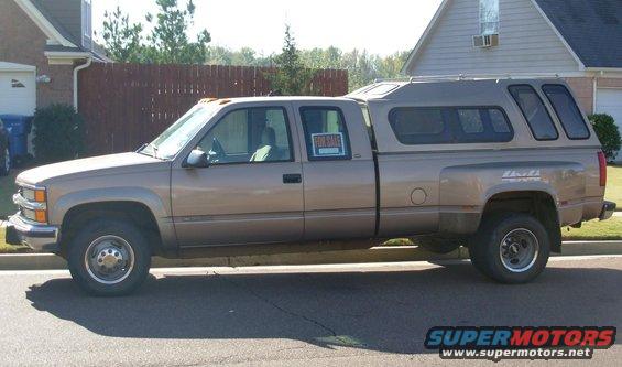 09lhs.jpg SOLD
1997 Chevy K3500 Silverado 205Kmi 4WD 1-ton dually

E-mail me thru my profile here or search CraigsList Memphis.
NEVER WRECKED - NO MAJOR REPAIRS
Most service was done at the dealership.
- 6.5L TurboDiesel (no smoke/leaks/rattles/squeaks)
- 4L80-E
- 4.10 PosiTrac
- Light Autumnwood (camper matches)
- tilt cruise cassette PW/PL/PM/RKE
- leather steering wheel & shifter
- autodimming compass RV mirror
- single 34 gal tank
- new Curt Class V hitch receiver 
- factory skid plates (no scars)
- 7 Michelin X-Radials LT225/75R16
- 2 new batteries 2012 with stainless studded terminals

New Dorman LLT FSD 2013
Reman HydroBoost 2012
New injection pump 2010
New drivebelt 2010
New driver's inside door handle 2012
Trans flush 2010
New rear brake cylinders & shoes, axle seals 2010
New A/C compressor
New master cylinder 2009
New vacuum pump 2005
Ball joints & pitman arm 2004