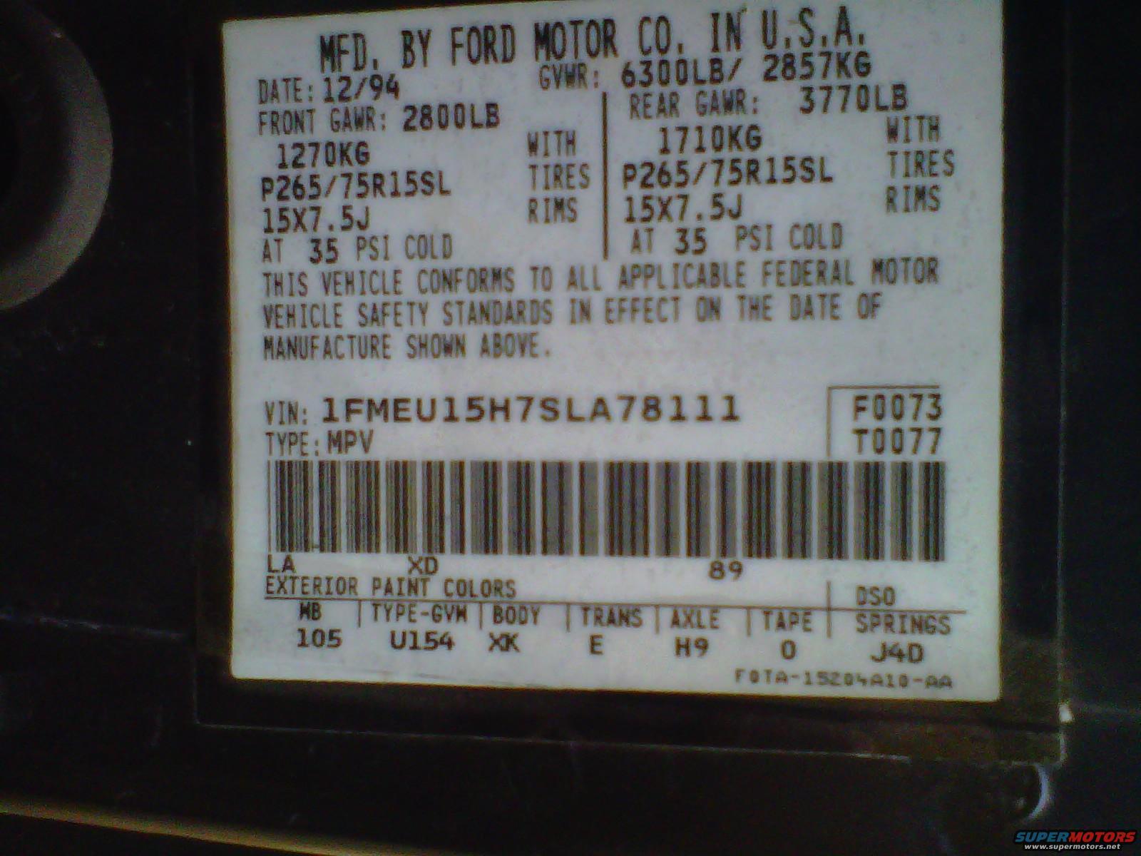 Decode ford door tag #4