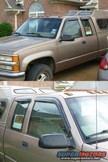 69ventshades.jpg Now it can air out without rain getting in.

SOLD
1997 Chevy K3500 Silverado 205Kmi 4WD 1-ton dually

E-mail me thru my profile here or search CraigsList Memphis.
NEVER WRECKED - NO MAJOR REPAIRS
Most service was done at the dealership.
- 6.5L TurboDiesel (no smoke/leaks/rattles/squeaks)
- 4L80-E
- 4.10 PosiTrac
- Light Autumnwood (camper matches)
- tilt cruise cassette PW/PL/PM/RKE
- leather steering wheel & shifter
- autodimming compass RV mirror
- single 34 gal tank
- new Curt Class V hitch receiver 
- factory skid plates (no scars)
- 7 Michelin X-Radials LT225/75R16
- 2 new batteries 2012 with stainless studded terminals

New Dorman LLT FSD 2013
Reman HydroBoost 2012
New injection pump 2010
New drivebelt 2010
New driver's inside door handle 2012
Trans flush 2010
New rear brake cylinders & shoes, axle seals 2010
New A/C compressor
New master cylinder 2009
New vacuum pump 2005
Ball joints & pitman arm 2004