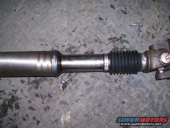 new-driveshaft-(3).jpg Custom driveshaft, started life as a front shaft for a F-350. 1350 U-joints with a custom 1350/1330 joint for the pinion flange.

For information on getting one of these sweet driveshafts talk to Jason at Thurlow Welding & Machine in Fargo, ND  (701) 282-2484