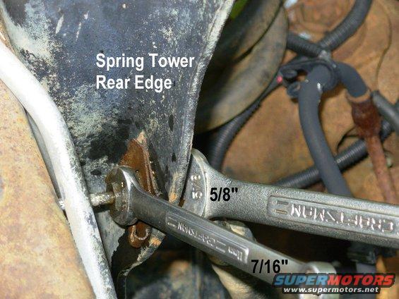 hoseclipf1.jpg Brake Hose Clip Removal

First, wash all the dirt away from the fittings, and out of the clip.  Then brush away heavy rust and apply penetrating oil.  If the fittings are rusty, use flare nut wrenches to break them.  The hole in the spring tower is keyed, so the outboard wrench may not be necessary, but it's good insurance.

RHF shown; others use the same size wrenches.

Go to the NEXT...